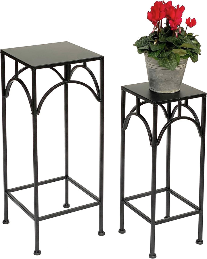 DanDiBo Blumenhocker Metall Schwarz Eckig Blumenständer 96132 2er Set Beistelltisch Blumensäule Mode
