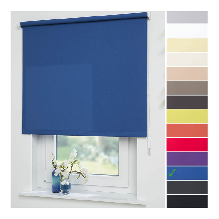 Liedeco® Rollo, Fenster Rollo, Kettenzug-Rollo / 162 x 180 cm (Breite x Höhe), dunkelblau/lichtdurch
