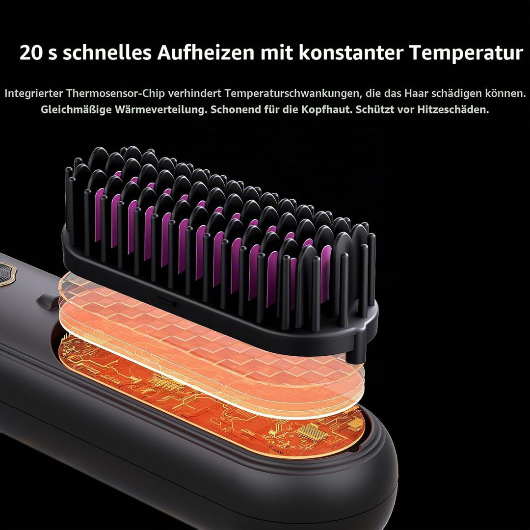Kabellose GlättbürsteMIT SICHERHEITSSPERRE &amp; 60S SCHNELLAUFHEIZUNG | 2025 Neuheit | Tragbarer Mini H