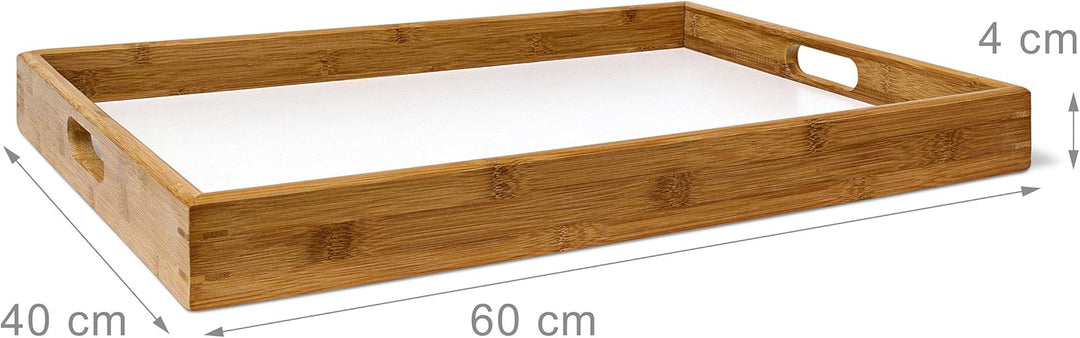 Relaxdays Tabletttisch Bambus H x B x T: ca. 72 x 60 x 40 cm Beistelltisch mit Tablett als Klapptisc