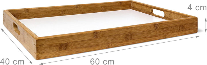 Relaxdays Tabletttisch Bambus H x B x T: ca. 72 x 60 x 40 cm Beistelltisch mit Tablett als Klapptisc