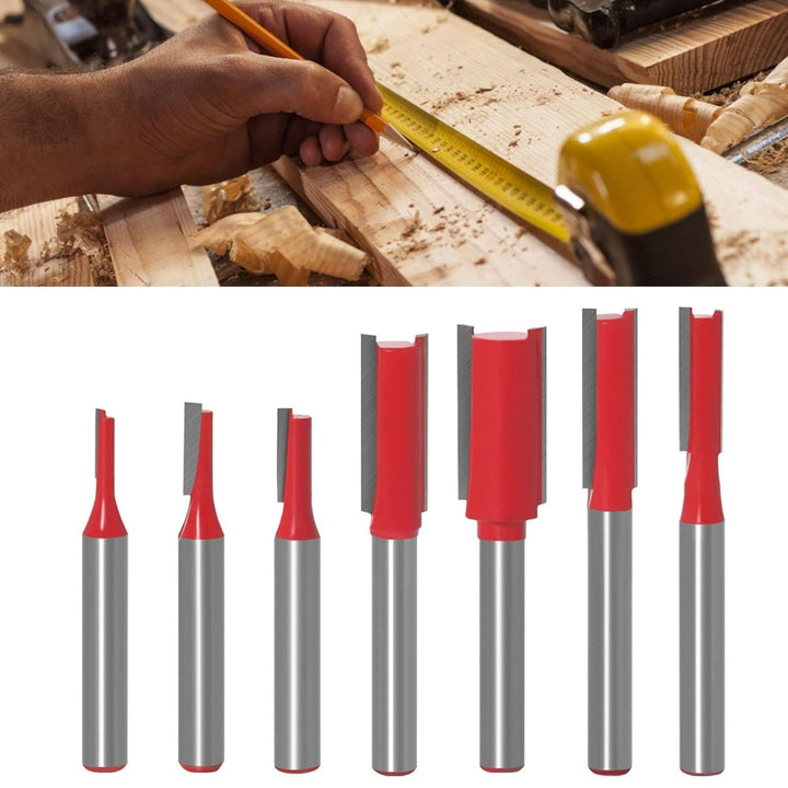 7 Stück Bündigfräser Bits Doppelflöte Gerade Oberfräser 6mm Schaft Fräser für Holzbearbeitung Schlit
