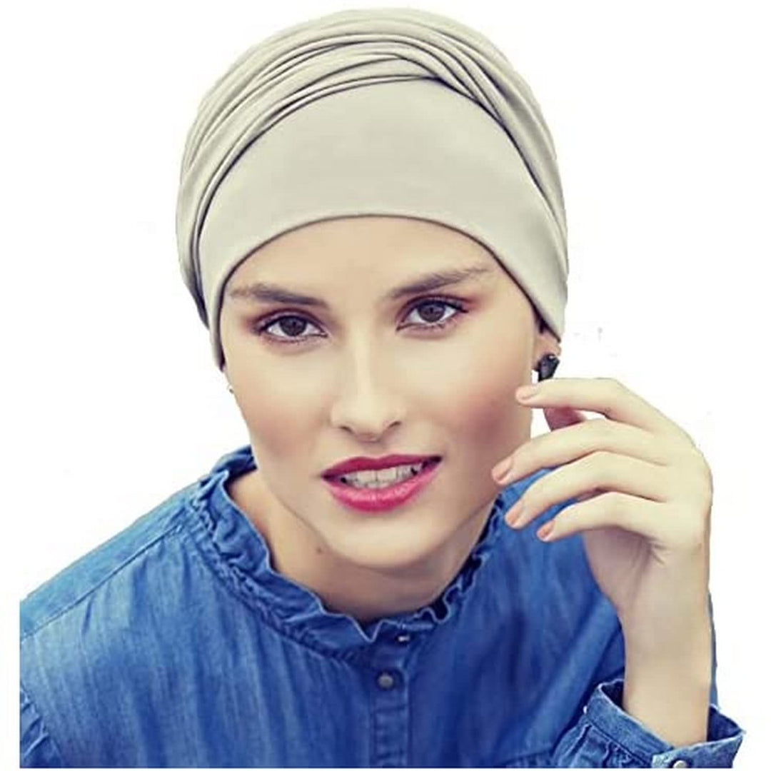 Viva Headwear Damen in Amazingly Soft Cotton/Viscose Quality ZOYA Turban, Beige, Einheitsgrösse EU