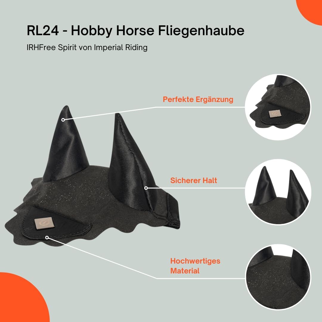 RL24 - Imperial Riding Hobby Horse Fliegenhaube IRHFree Spirit – Schwarz | Spielzeug Haube für Steck
