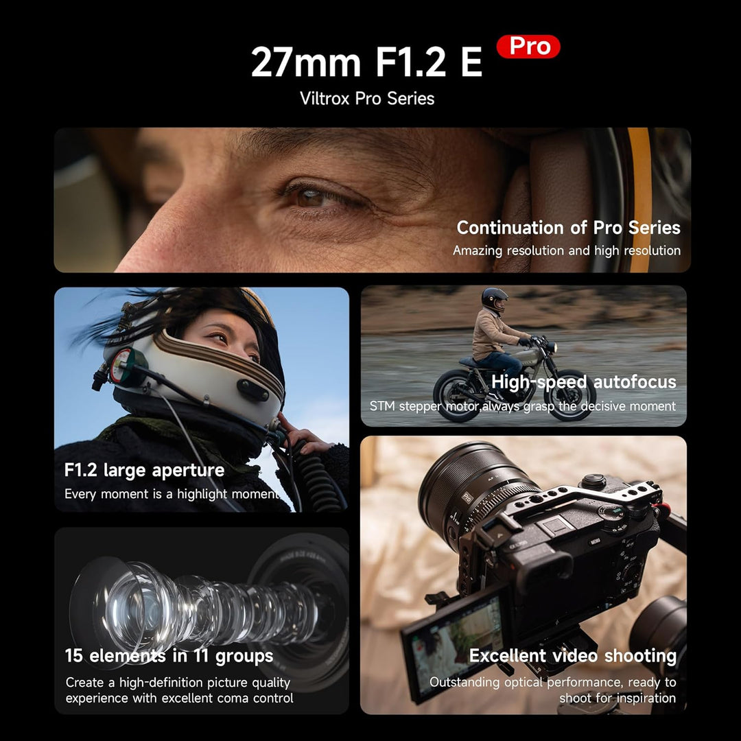 VILTROX 27mm f/1.2 AF E Objektiv für Sony E-Mount, f/1.2 Autofokus-Festbrennweite für Sony E-Mount K