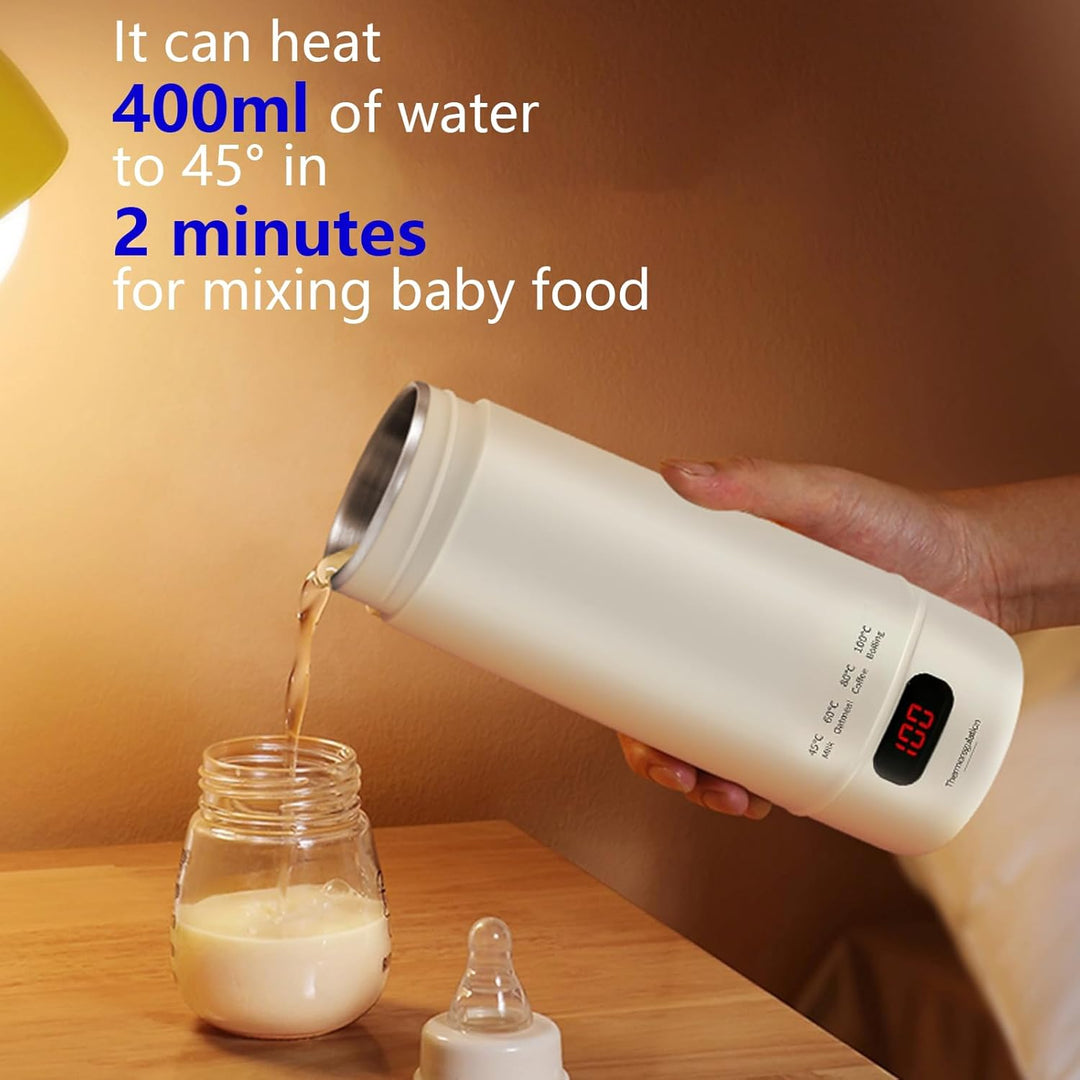 Elektrischer Reisewasserkocher Klein 400ML, Kleiner Wasserkocher Reise Schnelles Kochwasser mit Temp