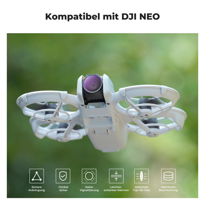 K&F Concept ND Filterset Kompatibel mit DJI NEO, 4 stück ND8 ND16 ND32 ND64 ND Filter, Multi Beschic