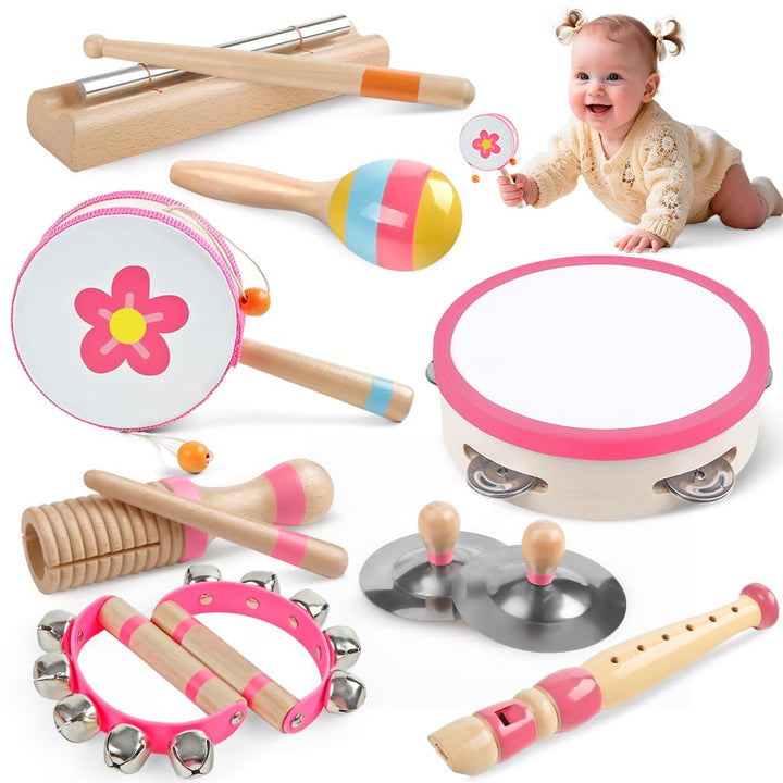 Musikinstrumente für Kleinkinder 1 2 3-jährige Mädchen, Baby Montessori Holzspielzeug für Kinder von