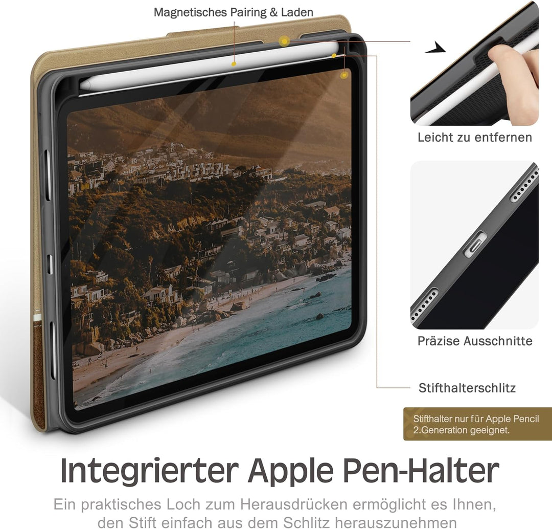 KingBlanc für iPad mini 7 Hülle (A17 Pro) 8,3 Zoll 2024, iPad mini 6 Hülle 2021 mit Stifthalter, Veg