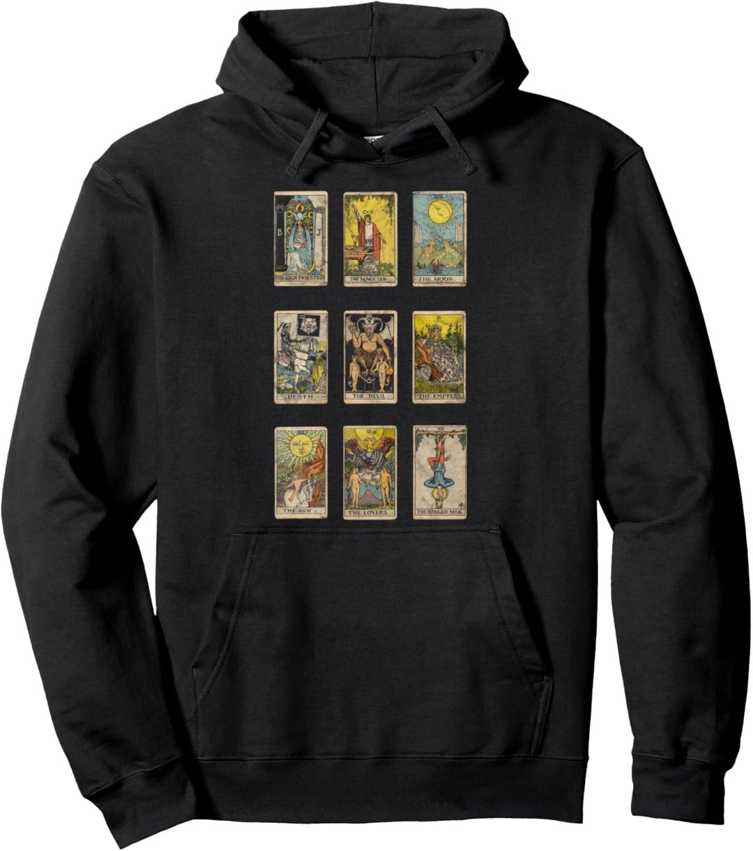 Occult Tarot Card Gothic Grunge Satan Devil Black Vintage Pullover Hoodie
