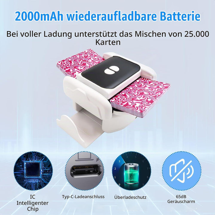 Kartenmischmaschine Elektrische, Automatische Kartenmischer, Mischmaschine für 1-2 Decks, Karten Mis