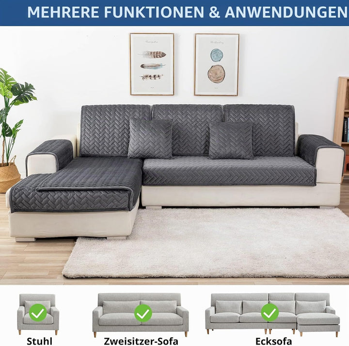 Eismodra Sofa Überzug,Sofabezug 3 Sitzer,Anti-Rutsch-Couch Überzug für L Form Sofaschoner Chaiselong