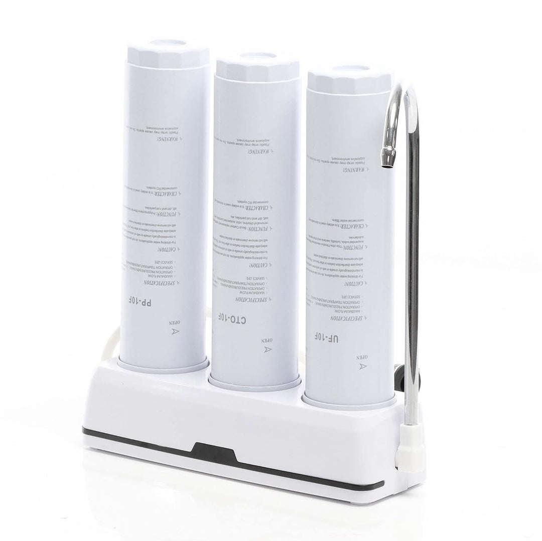 Naturewater NW-3-PPCTOUF 3 Stufen Counter Top Wasserfilter, 5 µ, PP Sediment, Aktivkohle Block und U