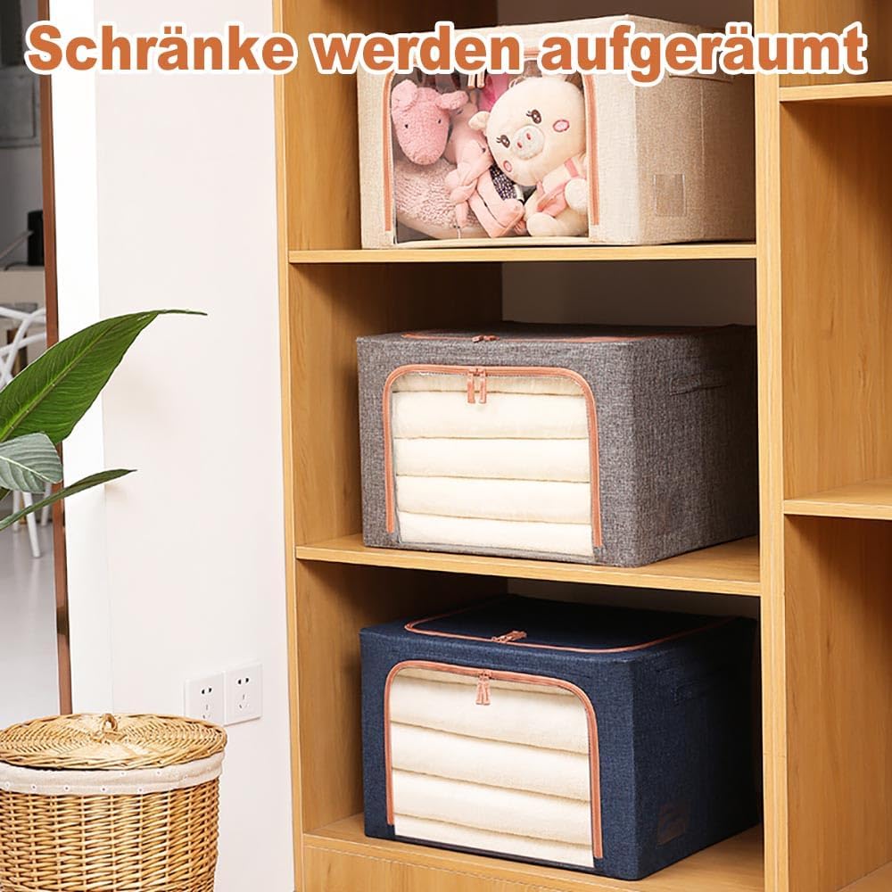 Accmuzzy 2 Stück Aufbewahrungstasche mit Metallrahmen 200L - Stapelbare Aufbewahrungstasche für klei