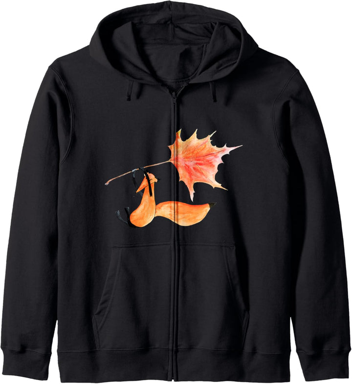 Fliegender Fuchs mit Ahornblatt als Gleitschirm Kapuzenjacke