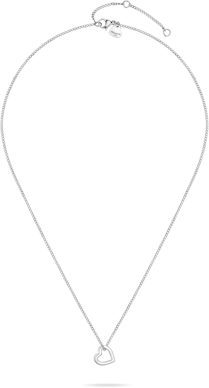 Tamaris Halskette für Damen, Halsschmuck mit verschiedenen Anhängern, wasserfest aus Edelstahl Heart