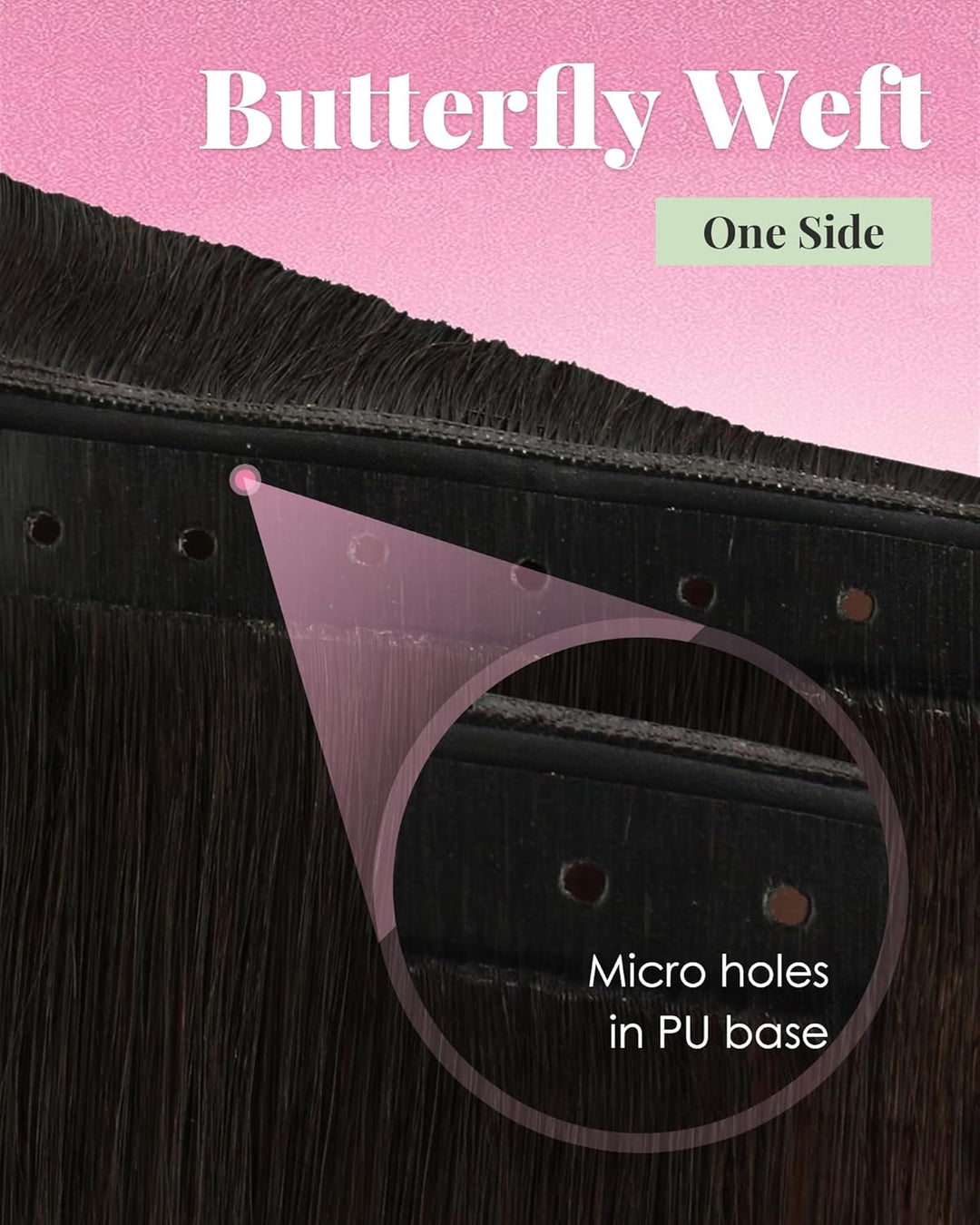 YoungSee 100g OVO Weft Extensions Echthaar Ombre 60 cm,Butterfly Weft Extensions Echthaar Dunkelbrau