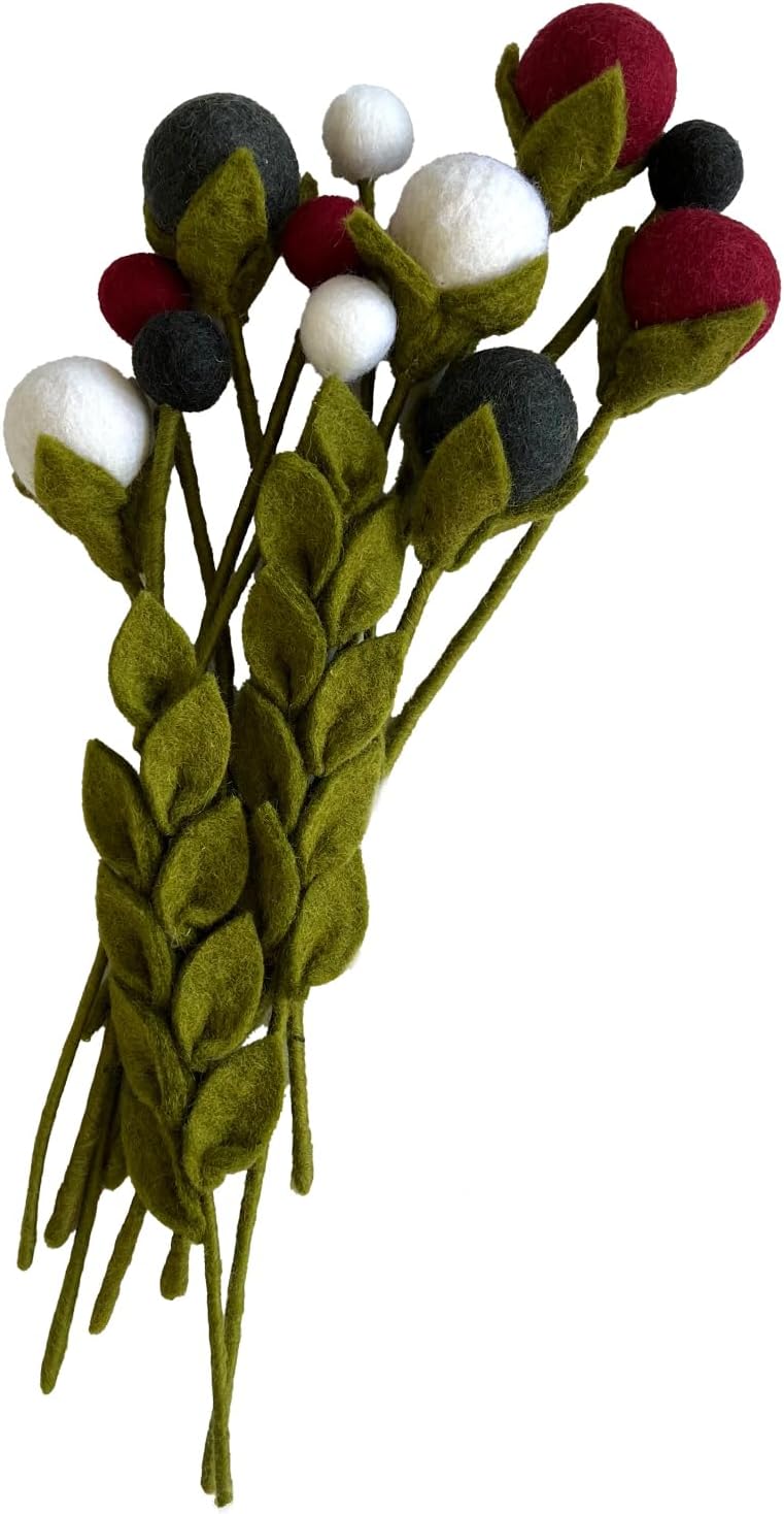 your castle Blumenstrauss aus 12 handgearbeiteten künstlichen Filzblumen &amp; 2 Ästen, fairer Handel, n