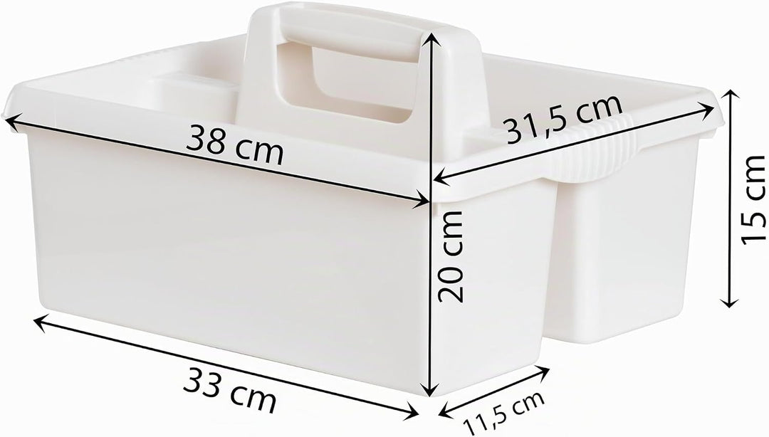 Tragbarer Organizer für Putzmittel 38x32x15 cm Weiss Werkzeugträger Gartengerätekorb Schuhputzkasten