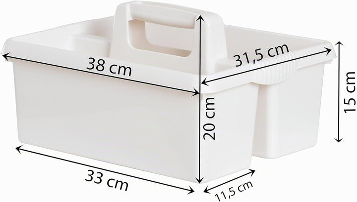 Tragbarer Organizer für Putzmittel 38x32x15 cm Weiss Werkzeugträger Gartengerätekorb Schuhputzkasten