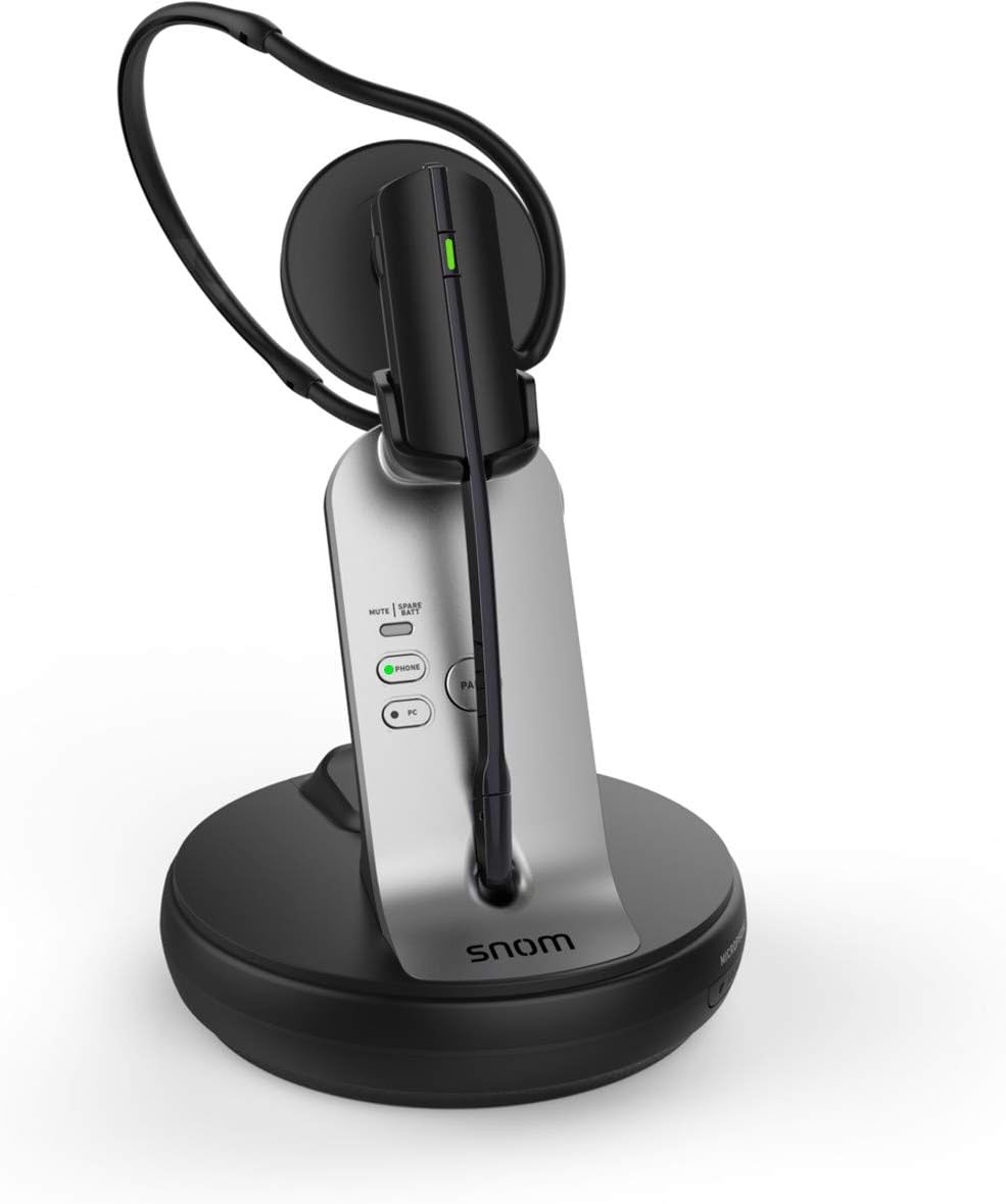 Snom A170 DECT-Headset (HD-Audioqualität, Rauschunterdrückung, 3 Tragevarianten, DECT mit grosser Re