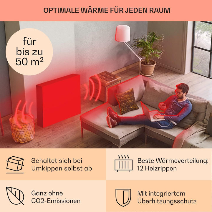 Klarstein Thermaxx 2500 Ölradiator - elektrische Heizung, 2500 Watt Leistung, 5-35 °C, spezielle Rip