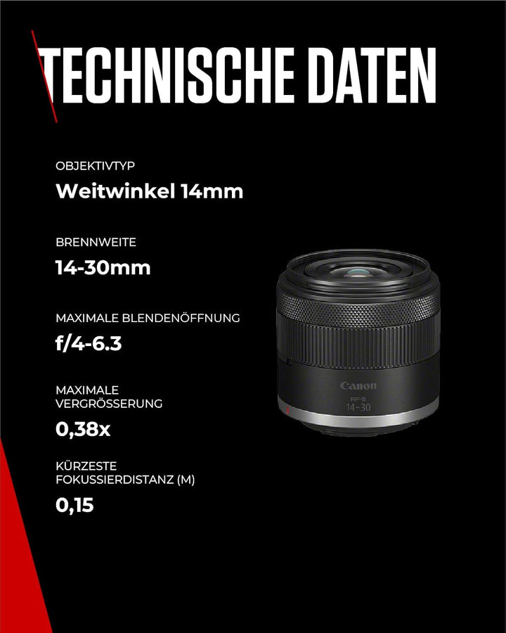 Canon Objektiv RF-S 14-30mm F4-6.3 is STM PZ – Ultraweitwinkel-Zoomobjektiv mit 5-Stufen-Bildstabili