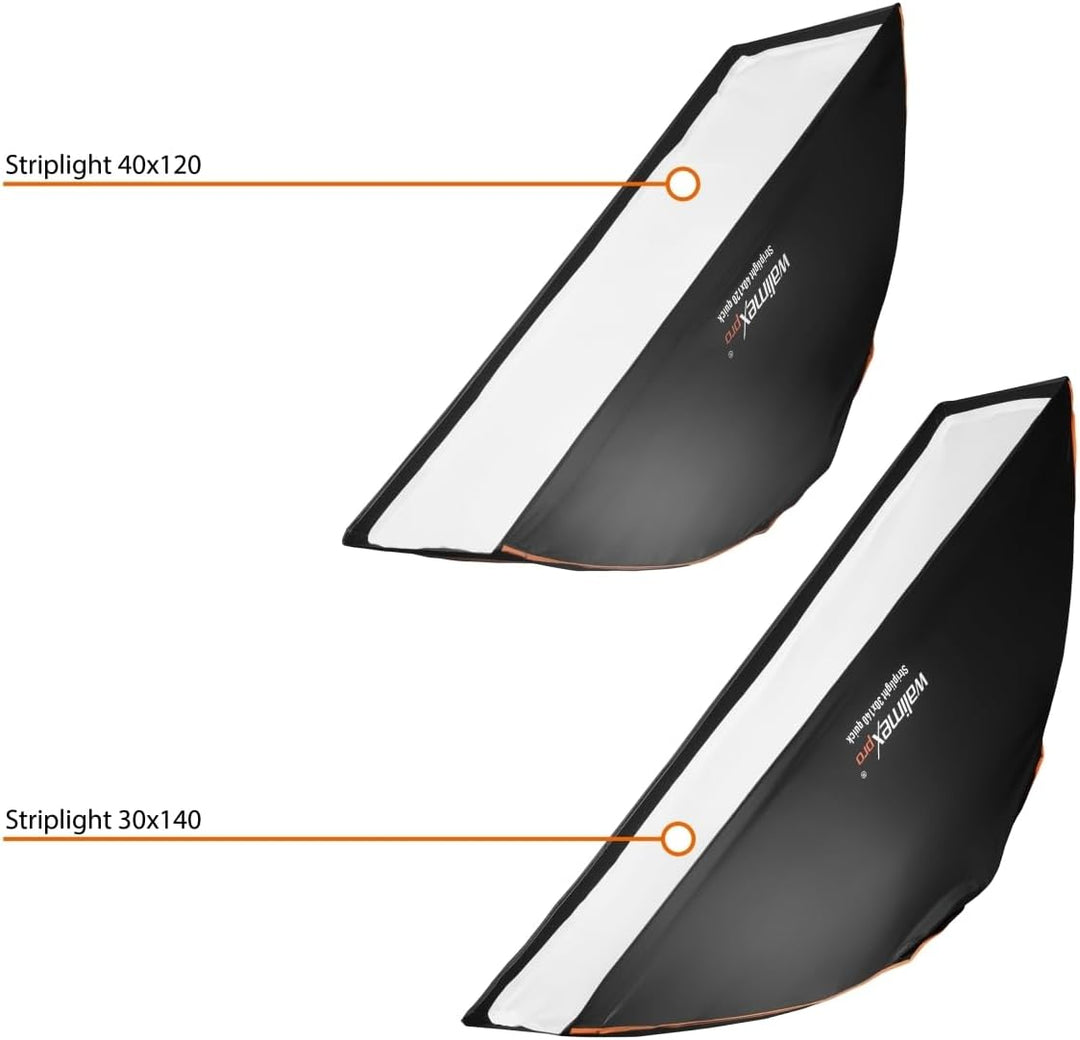 Walimex pro Studio Line Striplight SB QA – Softbox Streiflicht, Fläche 40x120cm, 49,5cm tief, faltba