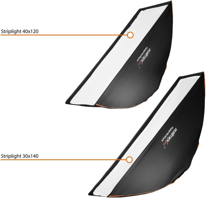 Walimex pro Studio Line Striplight SB QA – Softbox Streiflicht, Fläche 40x120cm, 49,5cm tief, faltba