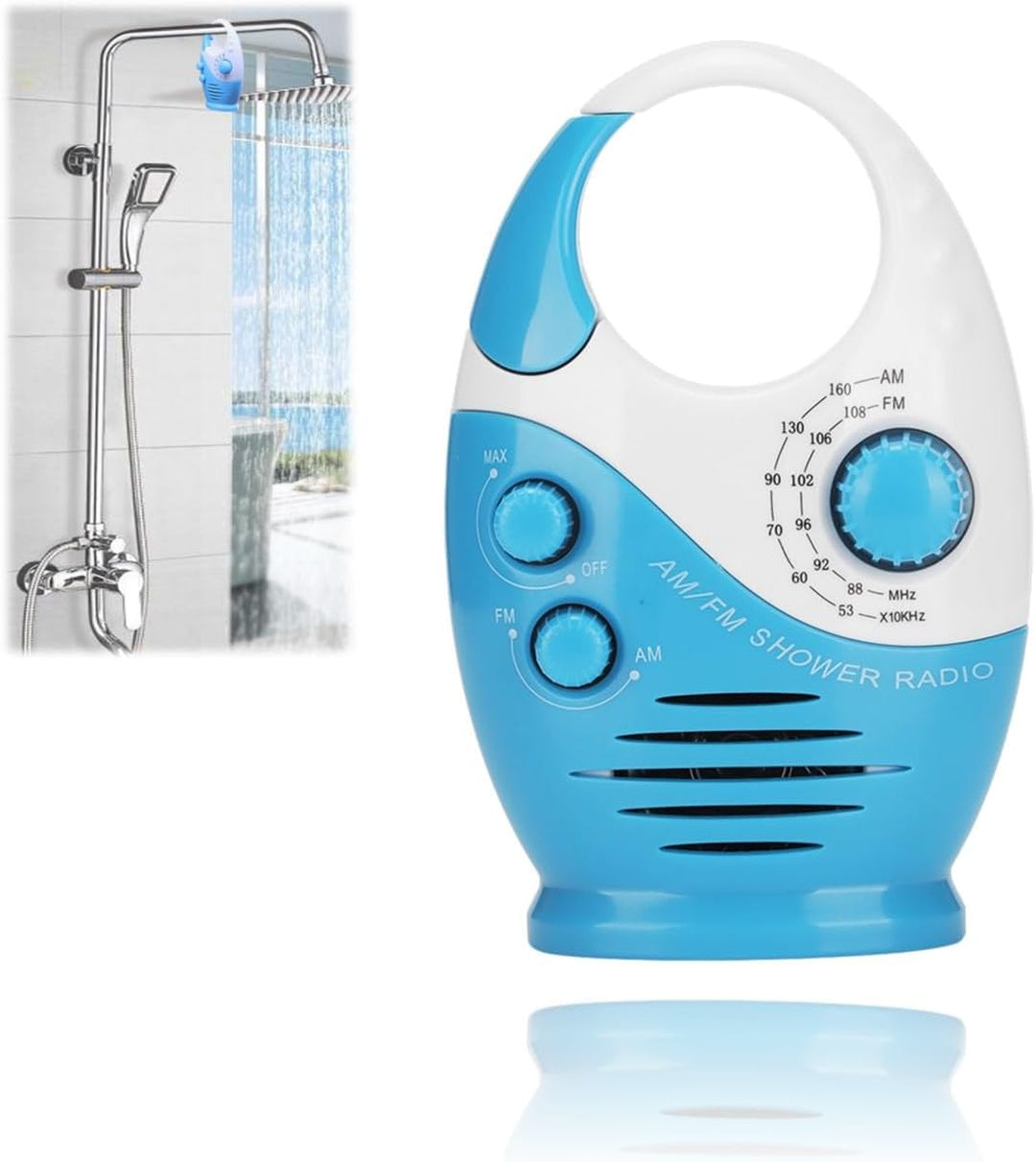 Zunate AM/FM-Radio, Multifunktionales Tragbares Dusche-Badezimmer-hängendes Musikradio Eingebauter L