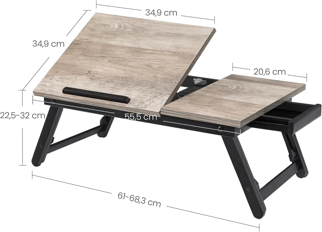 SONGMICS Laptoptisch, Laptopständer, Frühstückstablett, klappbare Beine, für Bett und Sofa, höhenver