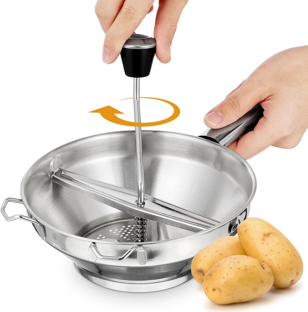 Amosfun Edelstahl Kartoffelpresse Manuelle Kartoffelquetsche Mit Ergonomischer Kurbel FüR Cremiges K