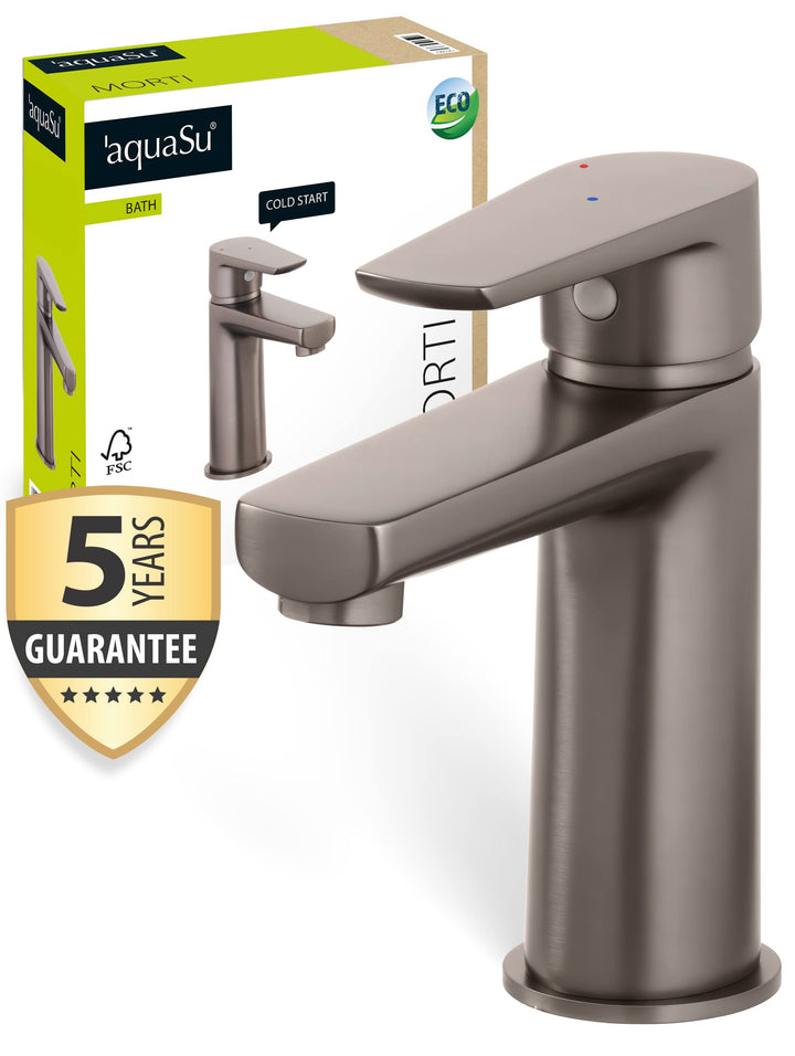aquaSu® Waschtischarmatur Morti, mit Wasserspar-Kartusche, Kosten-sparende Kaltwassermittelstellung,