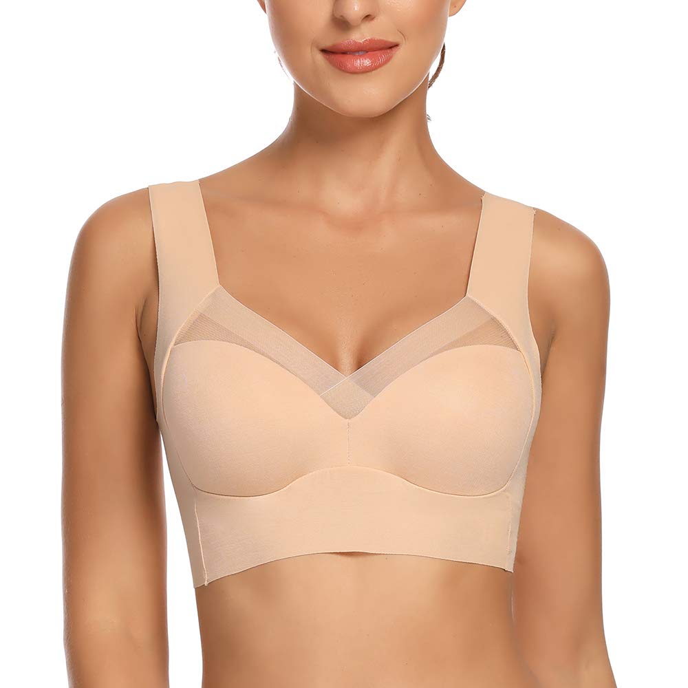 WOWENY Damen Komfort BHS Ohne Bügel Zero Feel Bralette für Frauen, Weich und Bequem T Shirt Schlaf B