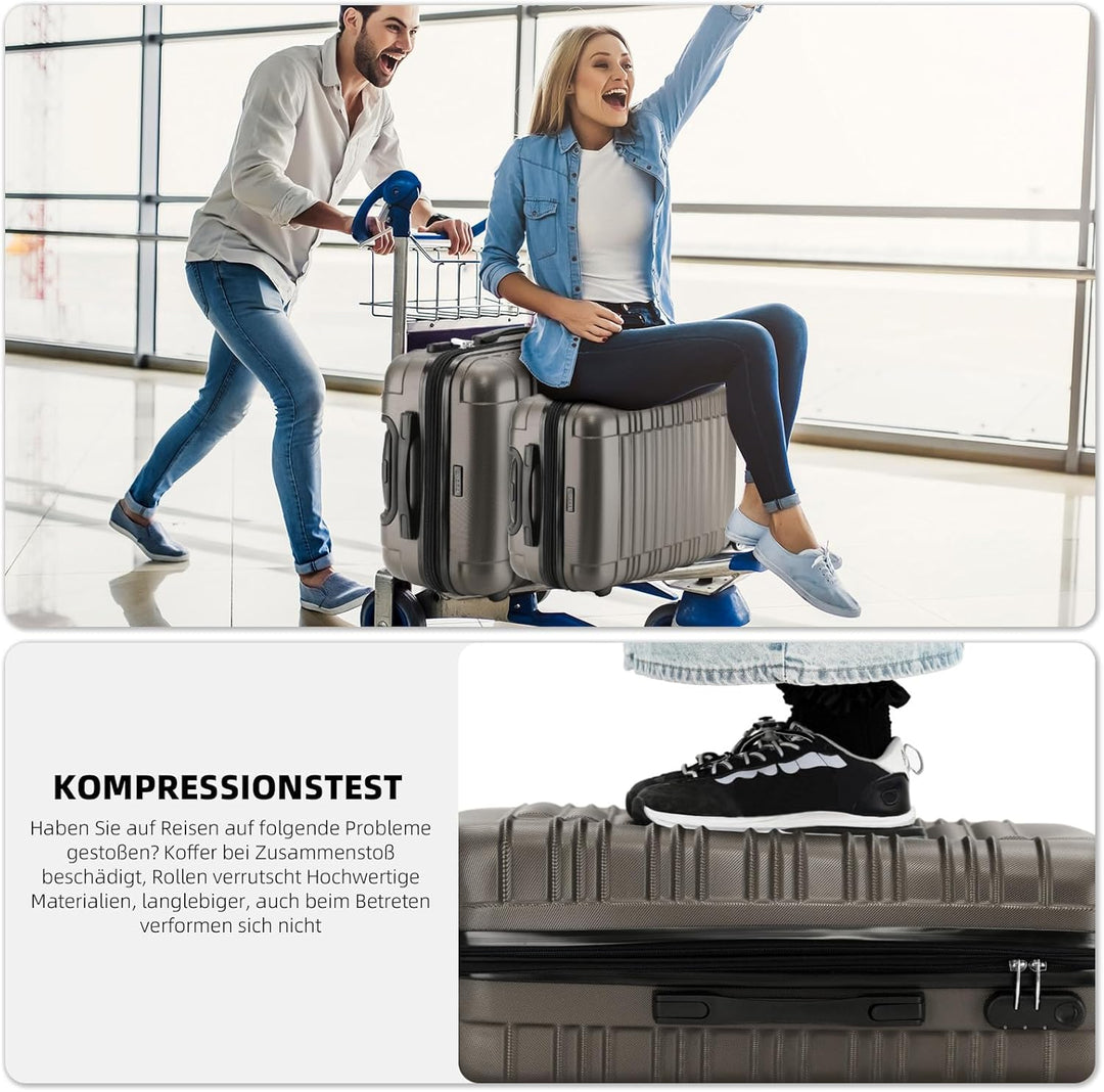 BEIBYE Hartschalen Koffer Trolley Rollkoffer Reisekoffer Zwillingsrollen Kofferset (Coffee, Set) Cof