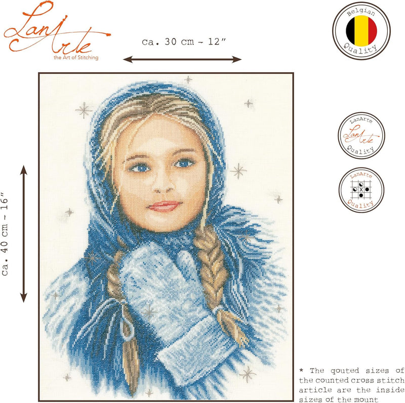 Lanarte Zählmusterpackung Wintermädchen Leinen Kreuzstichpackung, Baumwolle, Mehrfarbig, 30.0 x 40.0