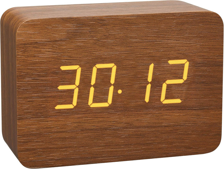 TFA Dostmann Design Funk-Wecker in Holz-Optik Clocco, 60.2549, Kunststoff, L 100 x B 41 x H 70mm (br