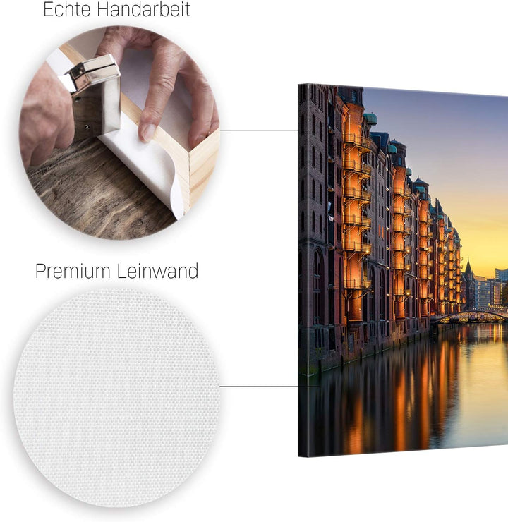 ge Bildet Bild auf Leinwand | Wasserschloss in der Speicherstadt - Hamburg D in 100x70 cm als Wandbi