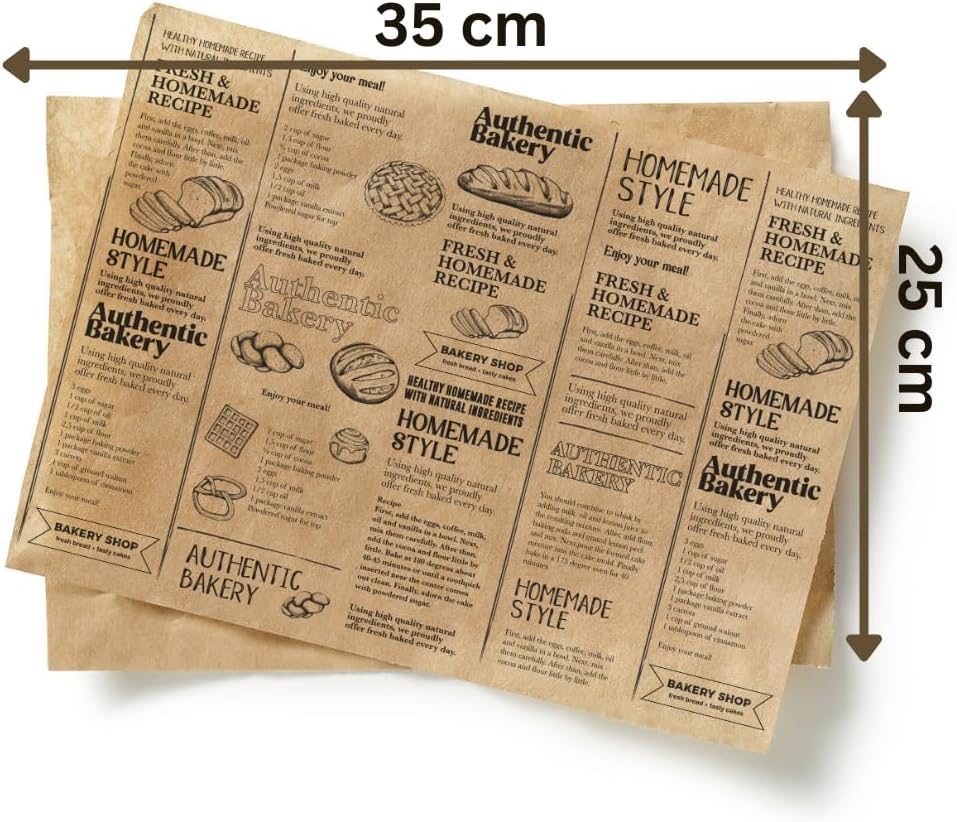 Inoverse Deli Paper 25x33 cm – 500 Blatt Fettabweisendes Einschlagpapier – Zeitungspapier, Sandwich,
