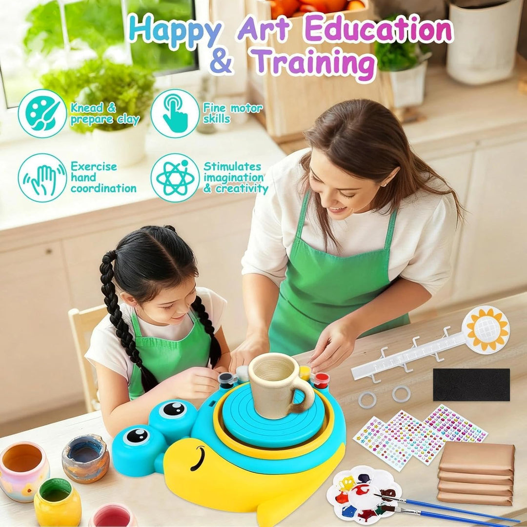 Töpferset für Kinder,Töpferscheibe Elektrisch für Kinder,Pottery Set DIY Töpfern Bastelset,Mini Töpf