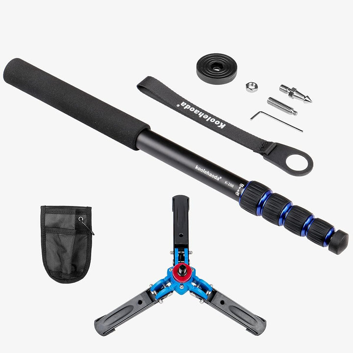 Koolehaoda Kamera Aluminium Einbeinstativ mit klappbarem Stativ,Max. Höhe 168cm K-288+A1, K-288+A1
