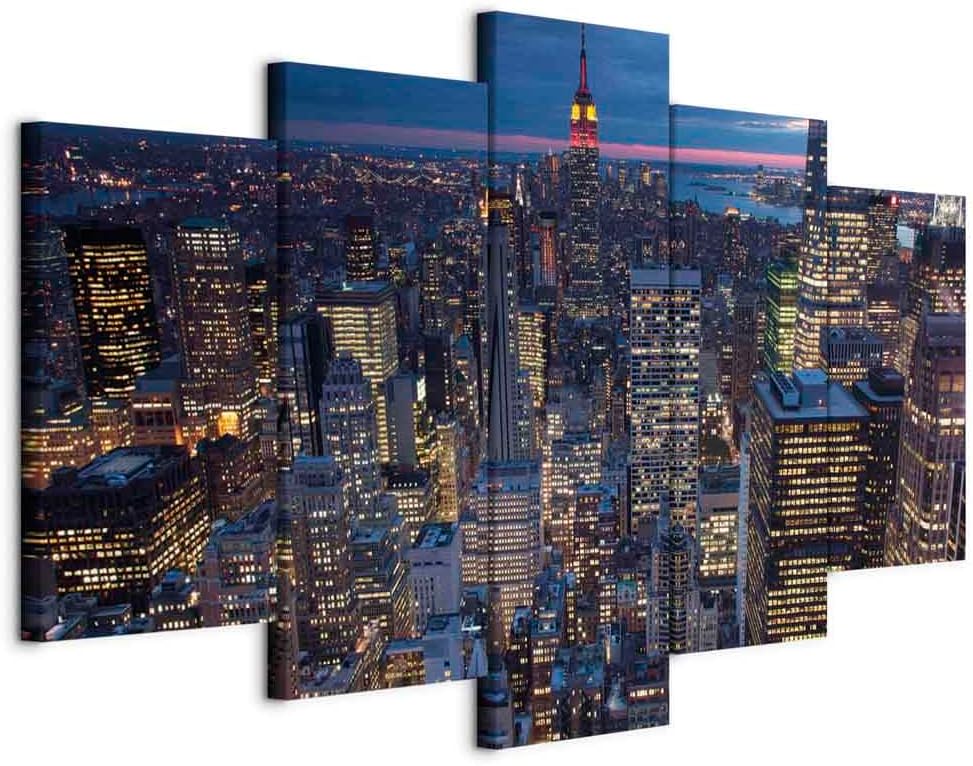murando - Wandbilder XXL New York 225x112cm 5 tlg - Wand Deko Leinwand Bilder Gross Wanddeko Wohnzim
