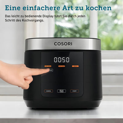 COSORI Reiskocher, Multikocher mit 17 Programme, Rice Cooker 1,8 L, Fuzzy-Logik, Dampfgarer mit Edes