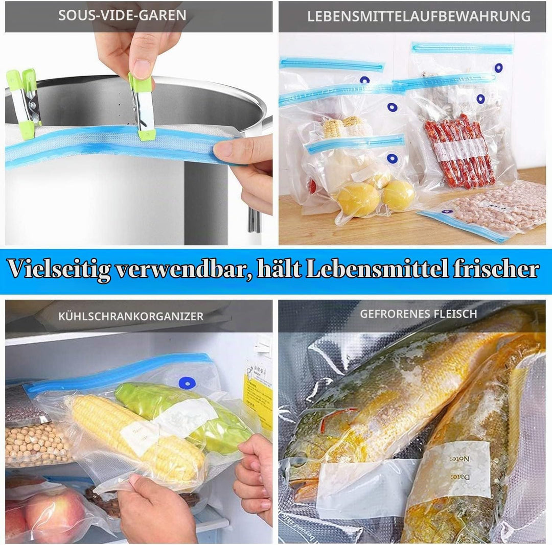 Vakuumbeutel-Set (30x34CM),10 Stück Sous Vide Beutel mit Pumpe, Wiederverwendbare Vacuum Bags, für R