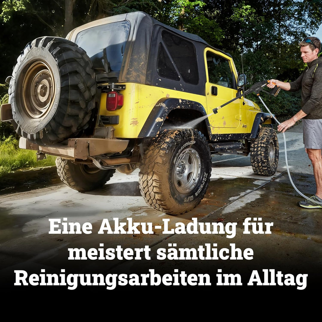WORX WG621E Akku Hochdruckreiniger 20V, 24 bar, 185 l/h, selbstansaugend, 5 Sprühmodi Dank 5-in-1 Dü