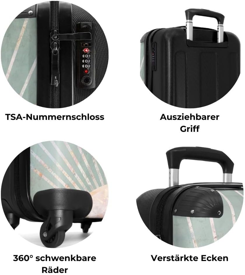NoBoringSuitcases.com® Koffer Handgepäck Trolley Rollkoffer Kleine Reisekoffer mit 4 Rollen - Grün -