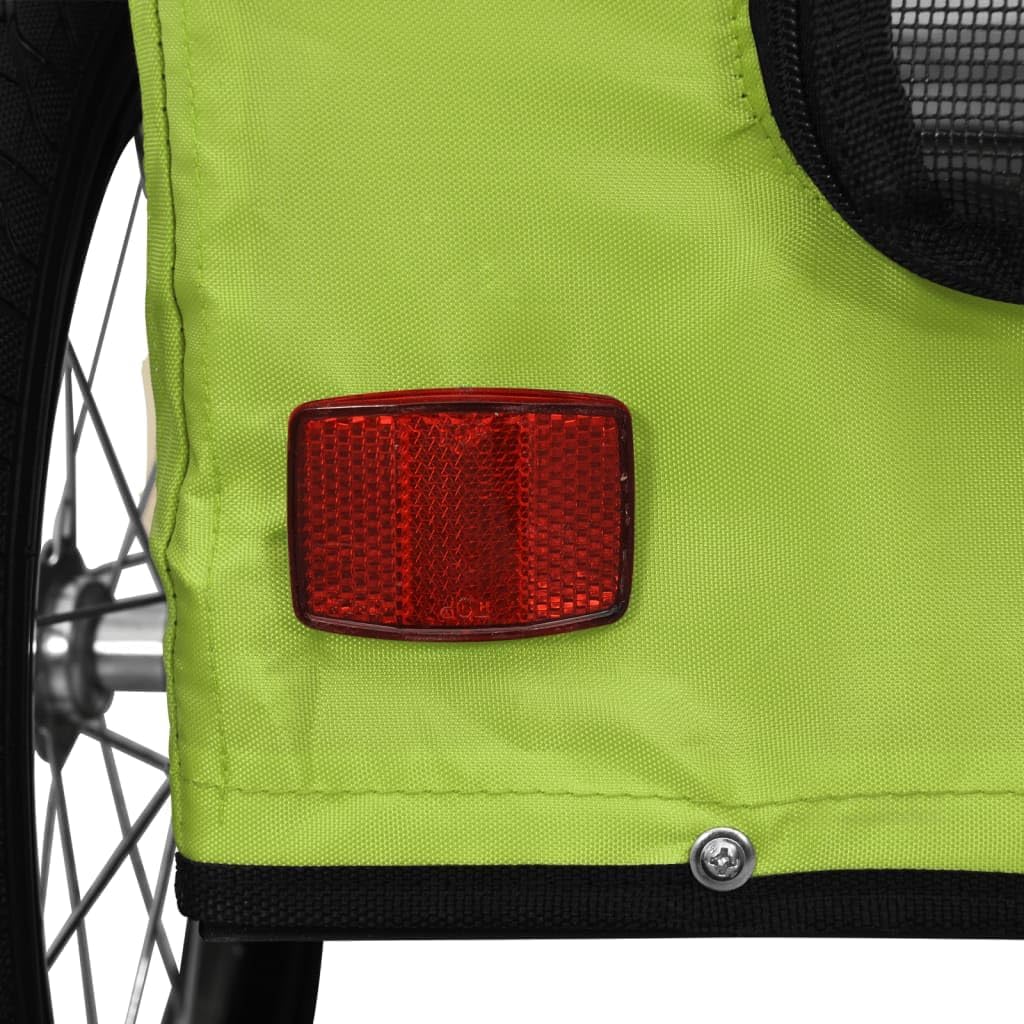 Fahrradanhänger Hunde Grün Oxford-Gewebe und Eisen 124x53x53 cm Haustier Fahrradanhänger Haustieranh