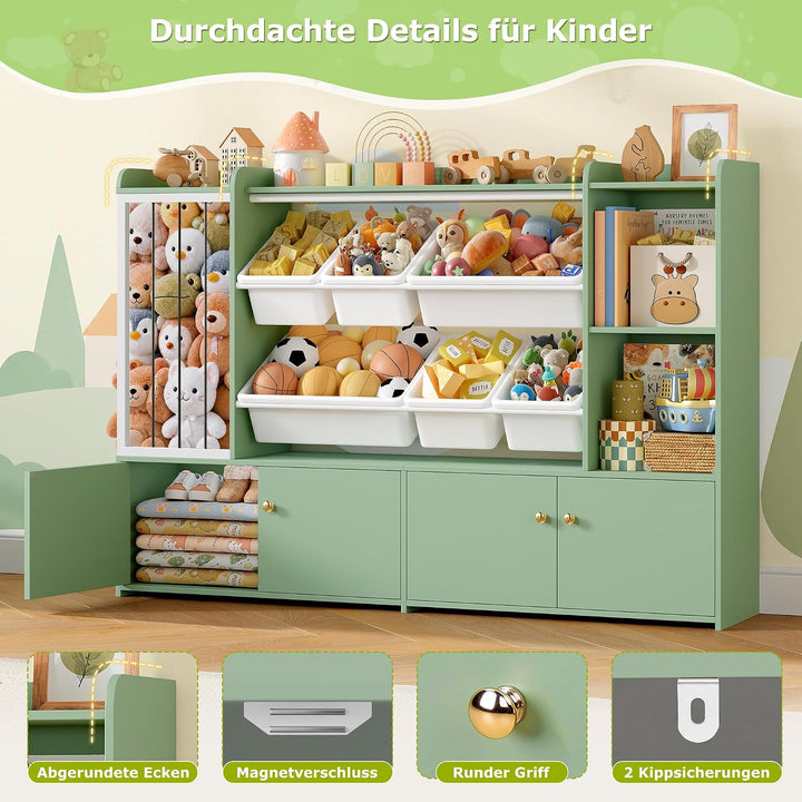 FOREHILL 137cm Kinderregal für Kuscheltier Aufbewahrung, Kinderzimmer Möbel | Kinderregal für Stofft