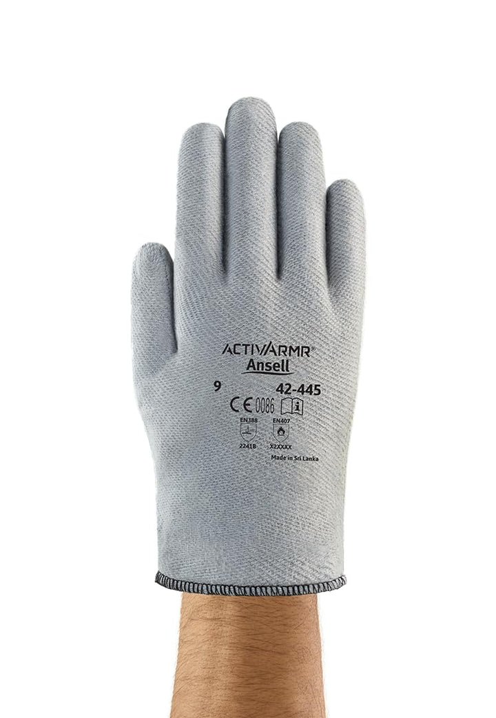 Ansell ActivArmr 42-445 Spezialzweck-Handschuhe, Mechanikschutz, Grau, Grösse 8 (12 Paar) 8 (M) Stan