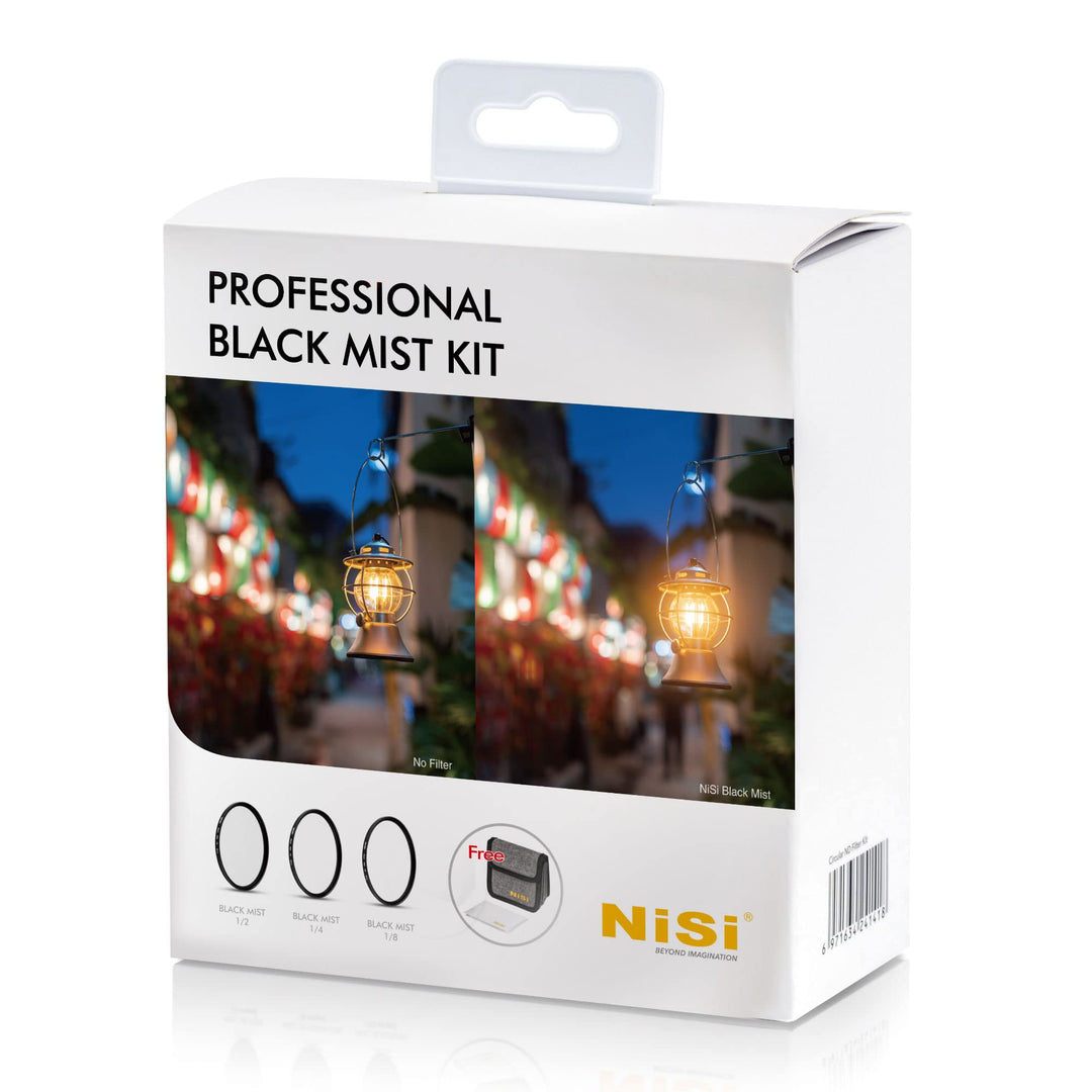 NiSi 77mm Black ProMist Professional Kit - Black Mist 1/2, 1/4, 1/8 Reinigungstuch und Filtertasche